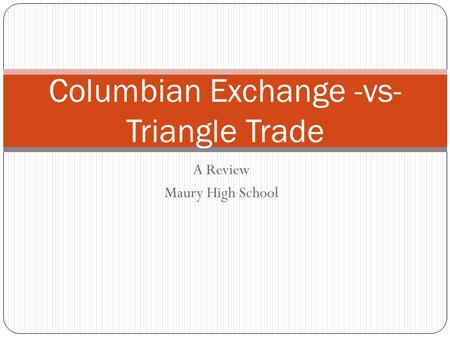 Columbian Exchange -vs- Triangle Trade