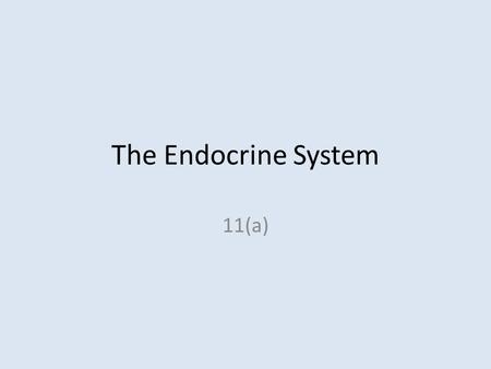 The Endocrine System 11(a). Overview of the Endocrine System Two organ systems enable the body to communicate with itself in order to maintain homeostasis: