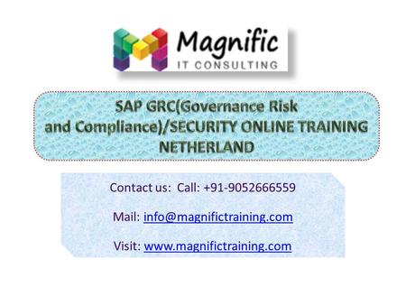 SAP GRC(Governance Risk and Compliance)/SECURITY ONLINE TRAINING  Magnific Name : SAP GRC/SECURITY 24*7 Technical support  faculty : Real time Experience.
