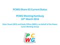 PCWG-Share-01 Current Status PCWG Meeting Hamburg 10 th March 2016 Peter Stuart (RES) and Andy Clifton (NREL), on behalf of the Power Curve Working Group.