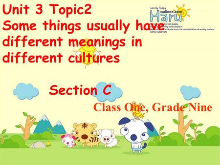 Unit 3 Topic2 Some things usually have different meanings in different cultures Section C Class One, Grade Nine.