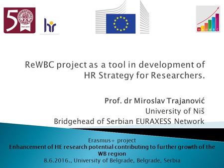 Prof. dr Miroslav Trajanović University of Niš Bridgehead of Serbian EURAXESS Network Erasmus+ project Enhancement of HE research potential contributing.