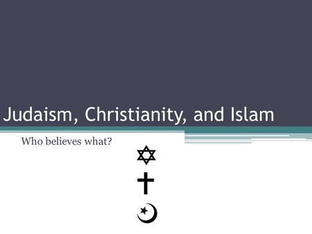 Who believes what? Judaism, Christianity, and Islam.
