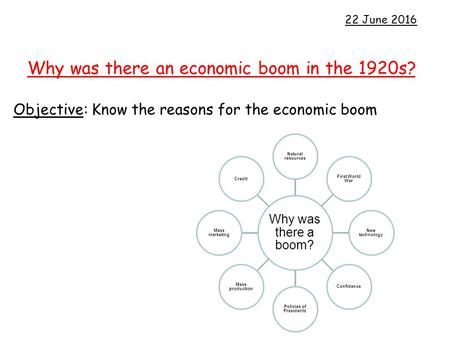Why was there an economic boom in the 1920s?