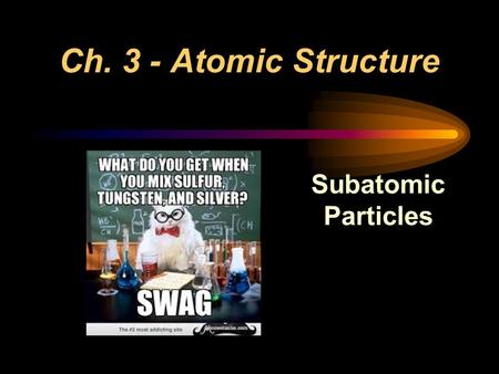 Ch. 3 - Atomic Structure Subatomic Particles.