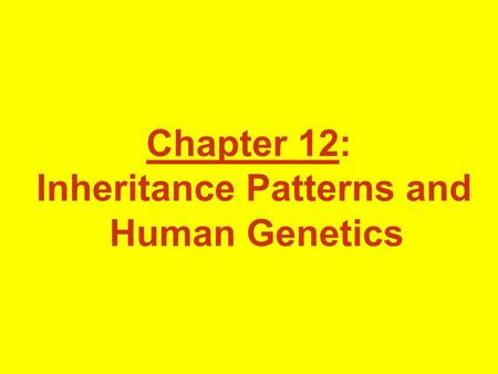 Inheritance Patterns and Human Genetics