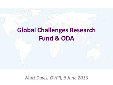 Global Challenges Research Fund & ODA