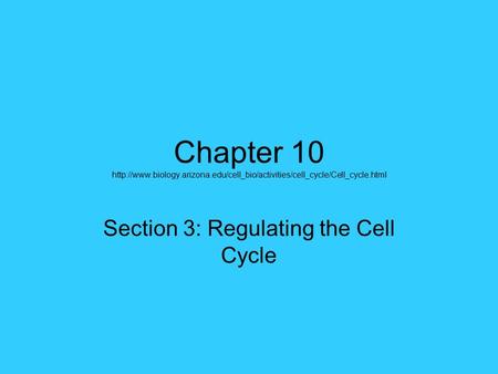 Chapter 10  Section 3: Regulating the Cell Cycle.