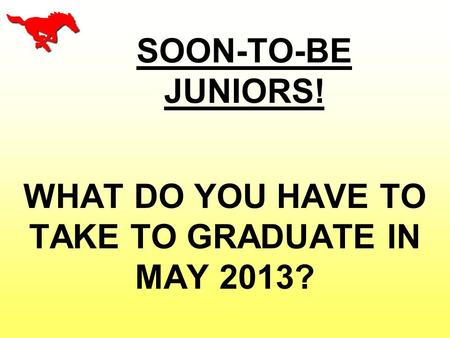 SOON-TO-BE JUNIORS! WHAT DO YOU HAVE TO TAKE TO GRADUATE IN MAY 2013?