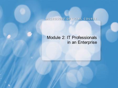 Module 2: IT Professionals in an Enterprise. IT Professional Roles IT Management and Processes Professional Development for IT Professionals.