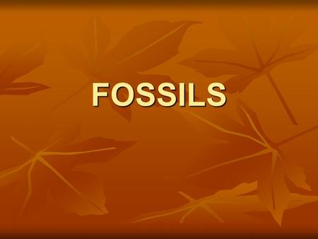 FOSSILS. FORMATION OF FOSSILS Fossils are preserved remains or traces of living things. Fossils are preserved remains or traces of living things. Most.