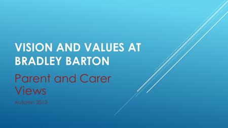 VISION AND VALUES AT BRADLEY BARTON Parent and Carer Views Autumn 2013.