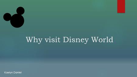 Why visit Disney World Kaelyn Daniel.  Disney World opened in 1971.  Located in Orlando, Florida  Single largest theme park attraction in the world.