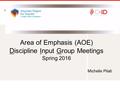 Area of Emphasis (AOE) Discipline Input Group Meetings Spring 2016 Michelle Pilati.