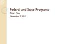 Federal and State Programs Title I Chat November 7, 2012.