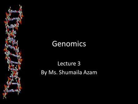 Genomics Lecture 3 By Ms. Shumaila Azam. Proteins Proteins: large molecules composed of one or more chains of amino acids, polypeptides. Proteins are.