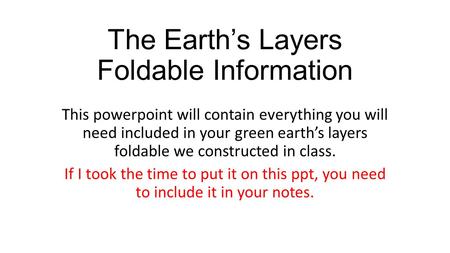 The Earth’s Layers Foldable Information