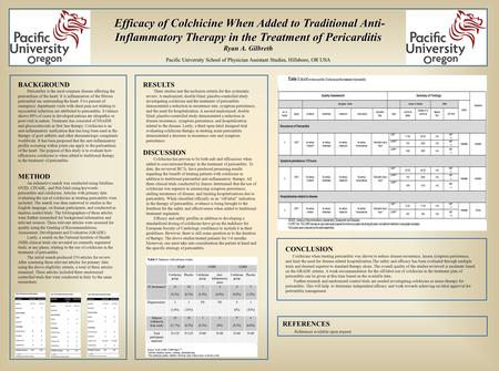 Efficacy of Colchicine When Added to Traditional Anti- Inflammatory Therapy in the Treatment of Pericarditis Efficacy of Colchicine When Added to Traditional.