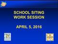 SCHOOL SITING WORK SESSION APRIL 5, 2016. Presentation Outline  Background  Minimum School Site Sizes  Public School Signage  Public Schools and Alcoholic.