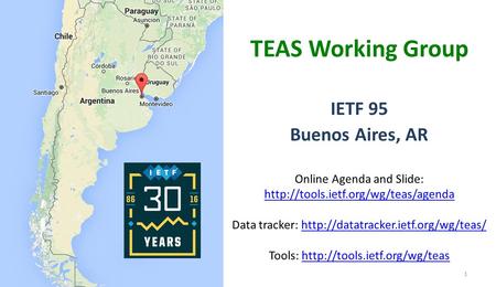 1 IETF 95 Buenos Aires, AR TEAS Working Group Online Agenda and Slide:  Data tracker: