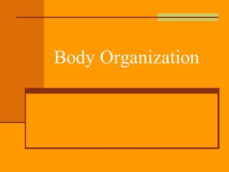 Body Organization. Anatomy Study of structure of the body Physiology Study of function of the body.