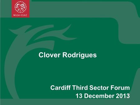 Clover Rodrigues Cardiff Third Sector Forum 13 December 2013.