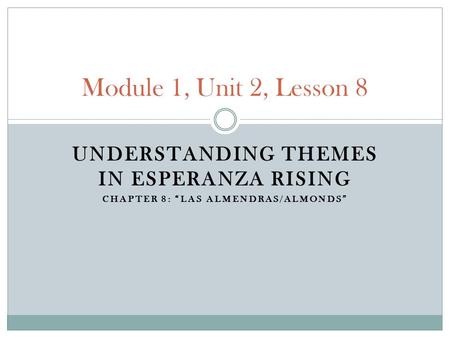 Module 1, Unit 2, Lesson 8 Understanding Themes in Esperanza Rising