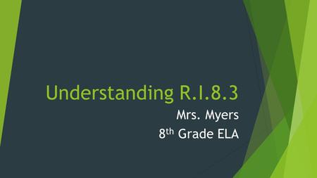 Understanding R.I.8.3 Mrs. Myers 8th Grade ELA.