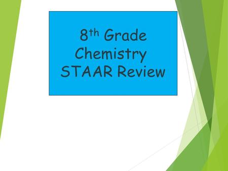 8 th Grade Chemistry STAAR Review 500 400 300 200 100 Everything Chemistry Symbols, Formulas, Equations Physical vs Chemical Changes Periodic Table Subatomic.