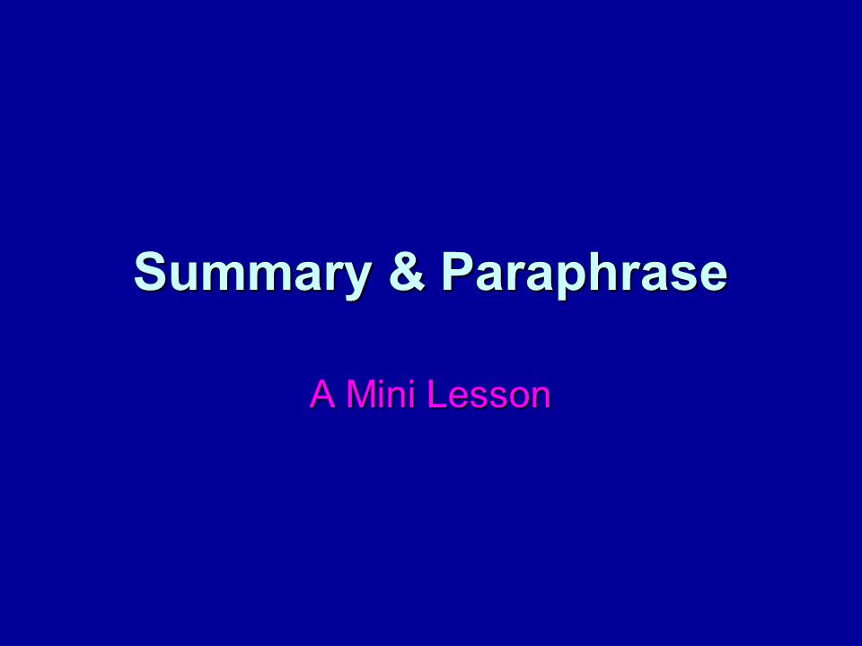 summary mini lesson