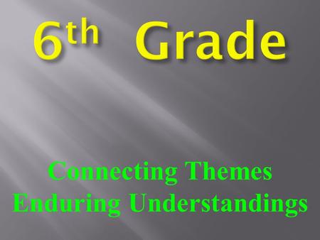 Connecting Themes Enduring Understandings. NAMEDATE CLASS PERIOD The World Around Me S.S. QUIZ.