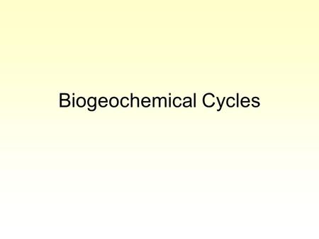 Biogeochemical Cycles. The Basics Biogeochemical cycles are the cycle of matter through ecosystems. In general, we can subdivide the Earth system into: