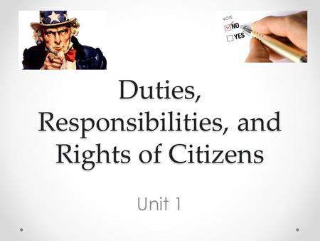 Duties, Responsibilities, and Rights of Citizens Unit 1.