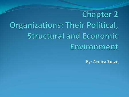 Chapter 2 Organizations: Their Political, Structural and Economic Environment By: Arnica Trazo.