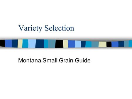 Variety Selection Montana Small Grain Guide. Variety Selection n Use of “Adapted Varieties” –unadapted can lead to loss of 20% yield n Study data from.