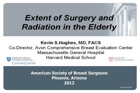 Kevin S.Hughes, MD, FACS Co-Director, Avon Comprehensive Breast Evaluation Center Massachusetts General Hospital Harvard Medical School Date 06/01/2007.