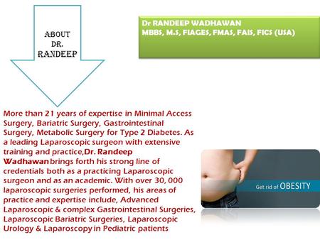 Dr RANDEEP WADHAWAN MBBS, M.S, FIAGES, FMAS, FAIS, FICS (USA) Dr RANDEEP WADHAWAN MBBS, M.S, FIAGES, FMAS, FAIS, FICS (USA) More than 21 years of expertise.