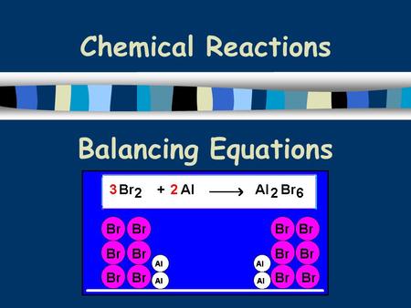 Chemical Reactions Balancing Equations. n In order to show that mass is conserved during a reaction, a chemical equation must be balanced n You do this.