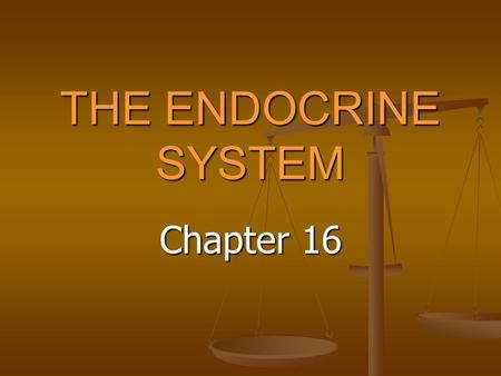THE ENDOCRINE SYSTEM Chapter 16 OVERVIEW Group of unimpressive, discontinuous organs Group of unimpressive, discontinuous organs Coordinates and integrates.