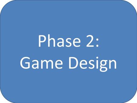 Phase 2: Game Design. Phase 2: Game Design Outcomes (Slide 1) I can research and develop a specification for my game, including: – The target audience;