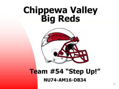 1 Chippewa Valley Big Reds Team #54 “Step Up!” NU74-AM16-DB34.