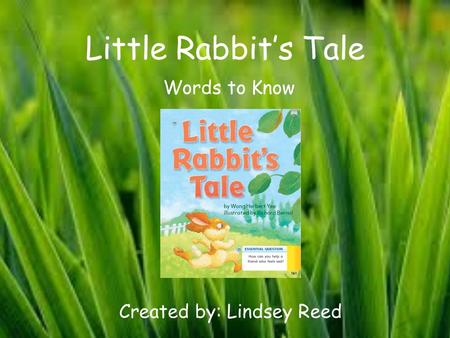 Little Rabbit’s Tale Words to Know Created by: Lindsey Reed.