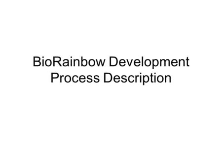 BioRainbow Development Process Description. Development Process Overview We use combination of MSF development technology (www.microsoft.com/msf), Extreme.