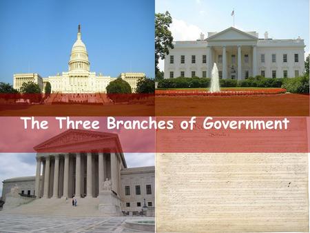 The Three Branches of Government. The Legislative Branch Separation of Powers—the division of government into distinct areas with different braches.