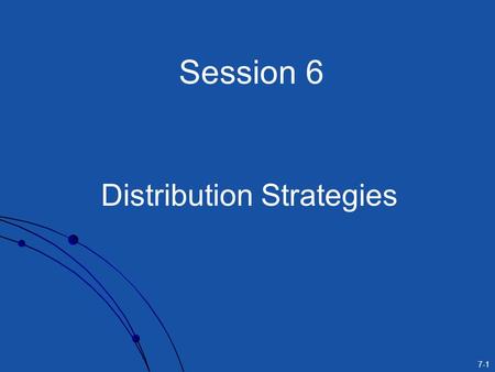 7-1 Session 6 Distribution Strategies. 7-2 Introduction Two fundamental distribution strategies Items can be directly shipped from the supplier or manufacturer.
