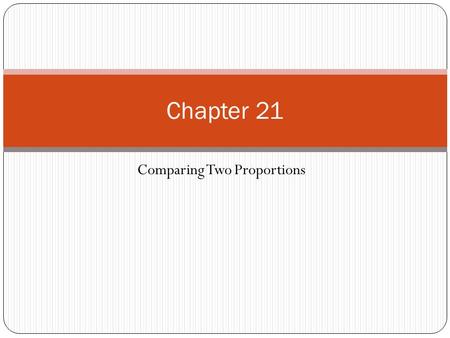 Comparing Two Proportions Chapter 21. In a two-sample problem, we want to compare two populations or the responses to two treatments based on two independent.