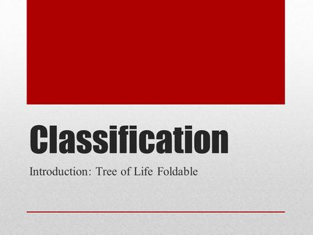 Classification Introduction: Tree of Life Foldable.