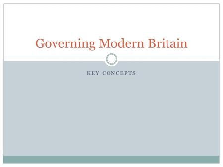 KEY CONCEPTS Governing Modern Britain. Course structure Four sections: The British Constitution Parliament The Core Executive Multi-level Governance.