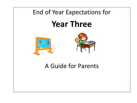 End of Year Expectations for Year Three A Guide for Parents.