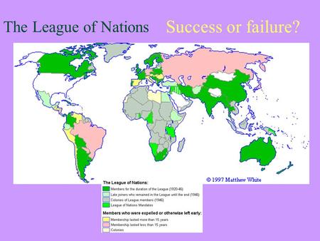 The League of Nations Success or failure?.